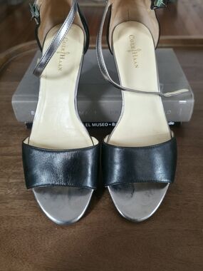 Cole Haan Women’s Black Leather Open-Toe Ankle-Strap Sandals